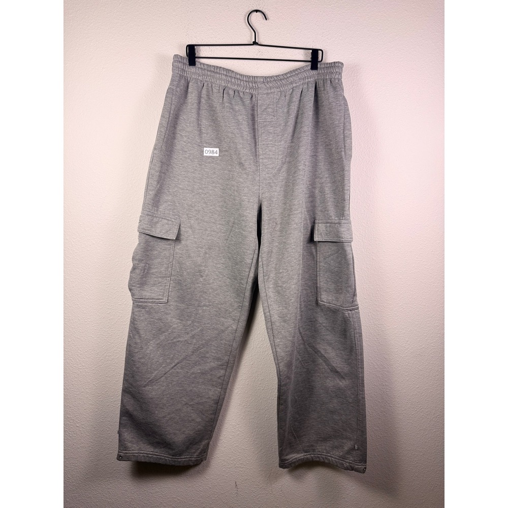 Five Elementz Mens Gray Cargo Sweatpants Fleece Wide Leg 2XL